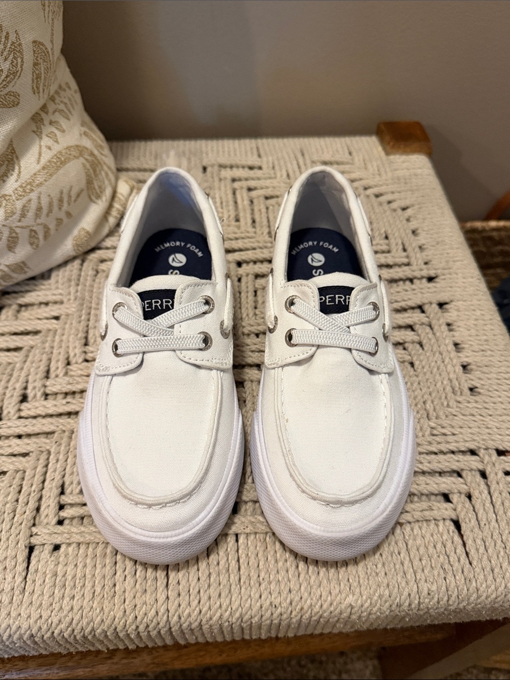 Sperry Boys White Canvas Boat Shoes
